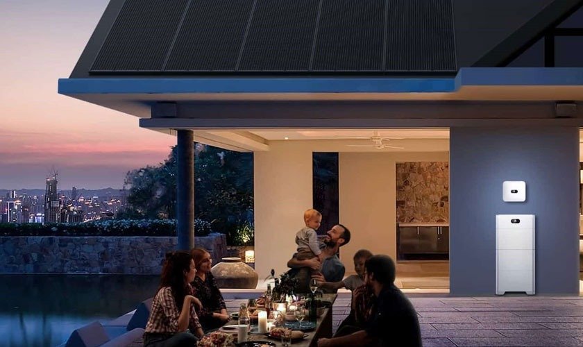 Family dinner with solar power